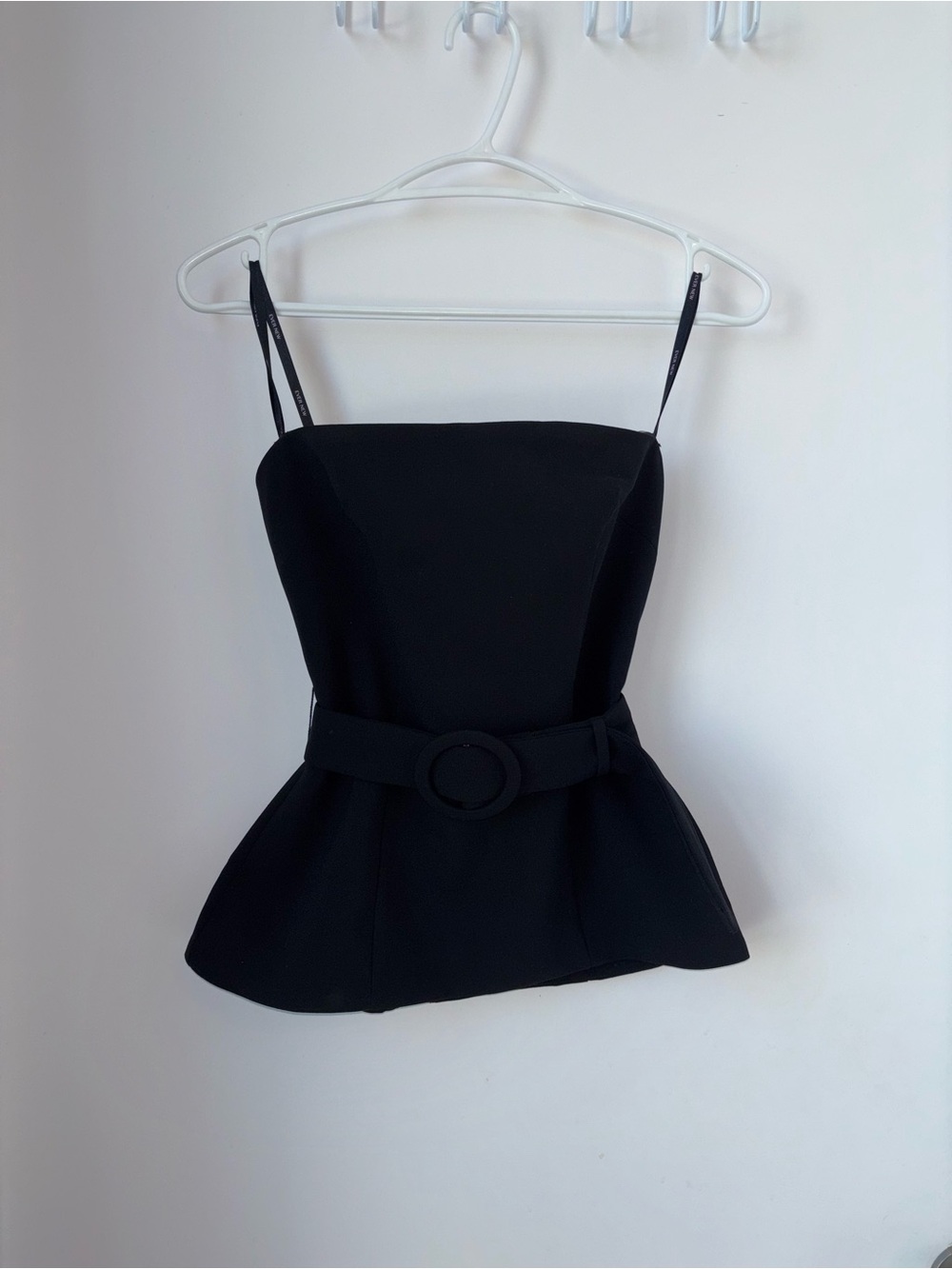 Ever New Black Strapless Peplum Top with Belt
